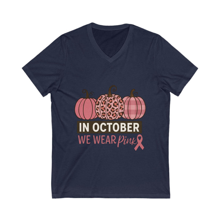 Fall Breast Cancer Support T-Shirt V-Neck - Gutsy Garb