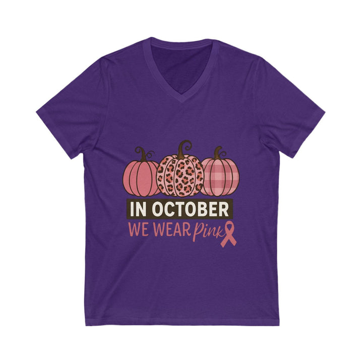 Fall Breast Cancer Support T-Shirt V-Neck - Gutsy Garb