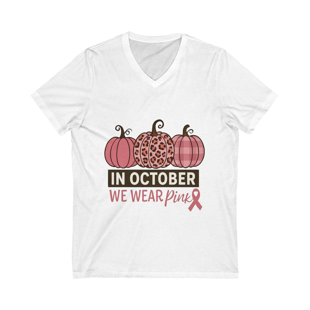 Fall Breast Cancer Support T-Shirt V-Neck - Gutsy Garb