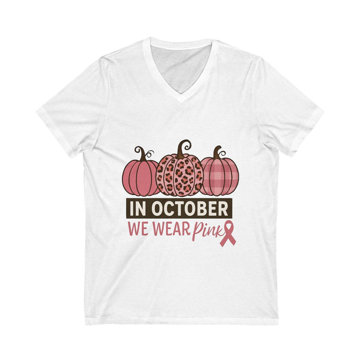 Fall Breast Cancer Support T-Shirt V-Neck - Gutsy Garb
