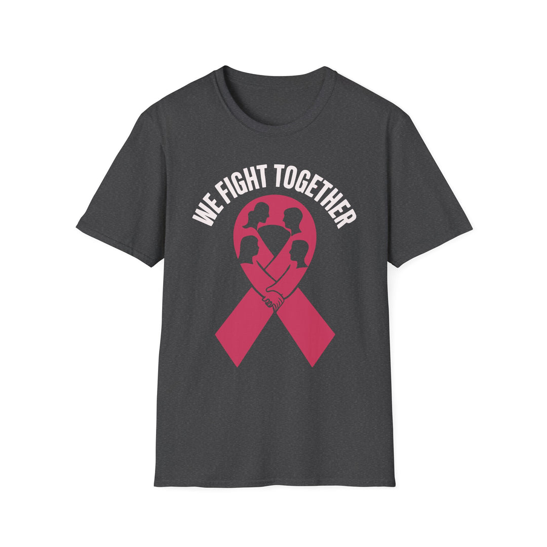 Fight Together inspirational tee featuring a ribbon and diverse figures for support and unity