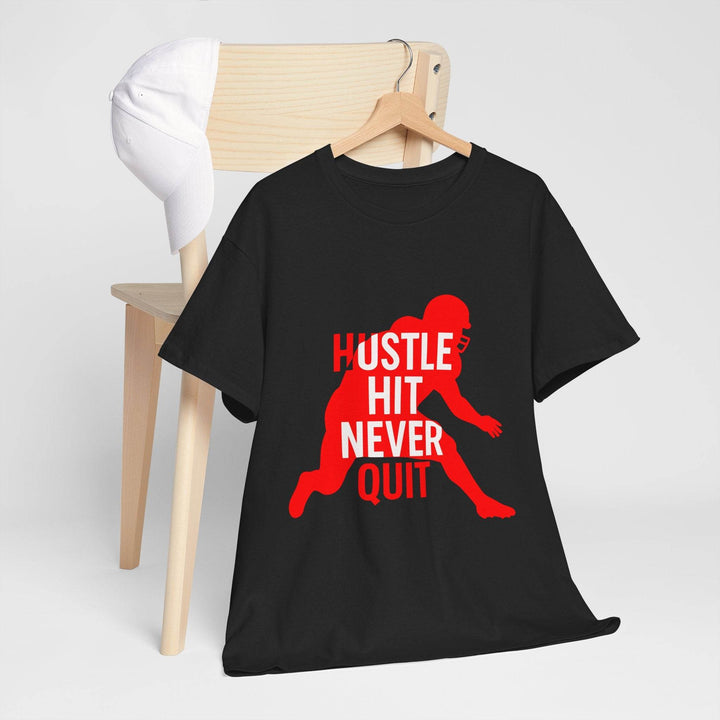 Hustle Hit Never Quit Shirt - Bold Motivational Tee - Gutsy Garb