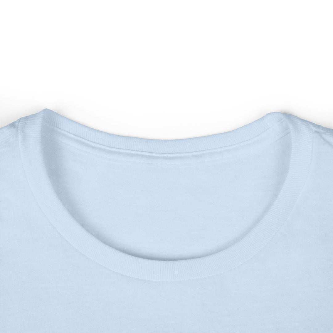 Printify light blue women t shirt close up neckline soft cotton fabric funny llama graphic tee women