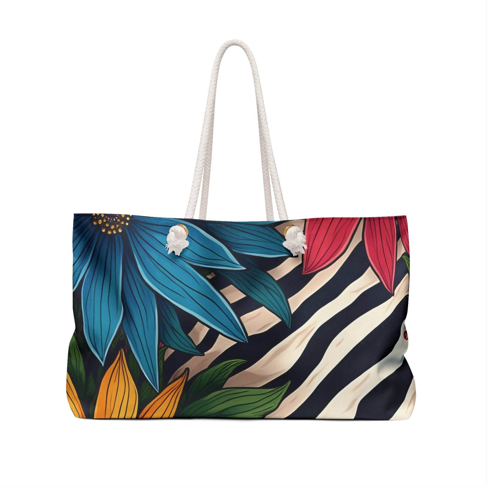 Boho Zebra Weekender Bag with Floral Design - Gutsy Garb