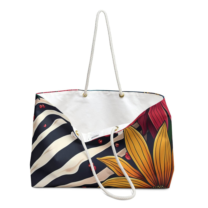 Boho Zebra Weekender Bag with Floral Design - Gutsy Garb