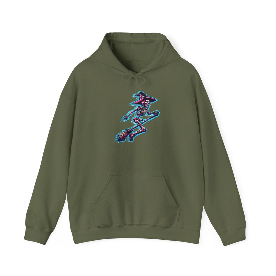 Witch Hooded Sweatshirt with Skeleton Design - Gutsy Garb
