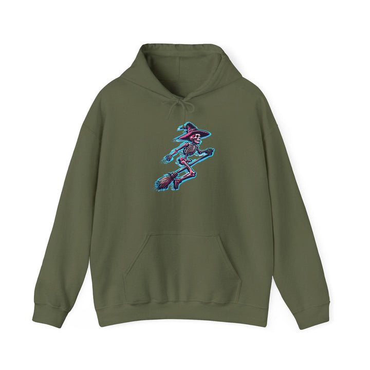 Witch Hooded Sweatshirt with Skeleton Design - Gutsy Garb