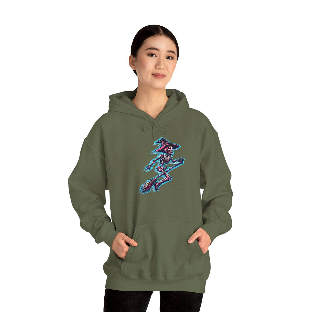 Witch Hooded Sweatshirt with Skeleton Design - Gutsy Garb