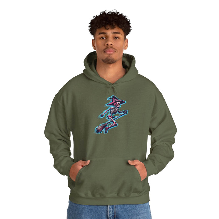 Witch Hooded Sweatshirt with Skeleton Design - Gutsy Garb