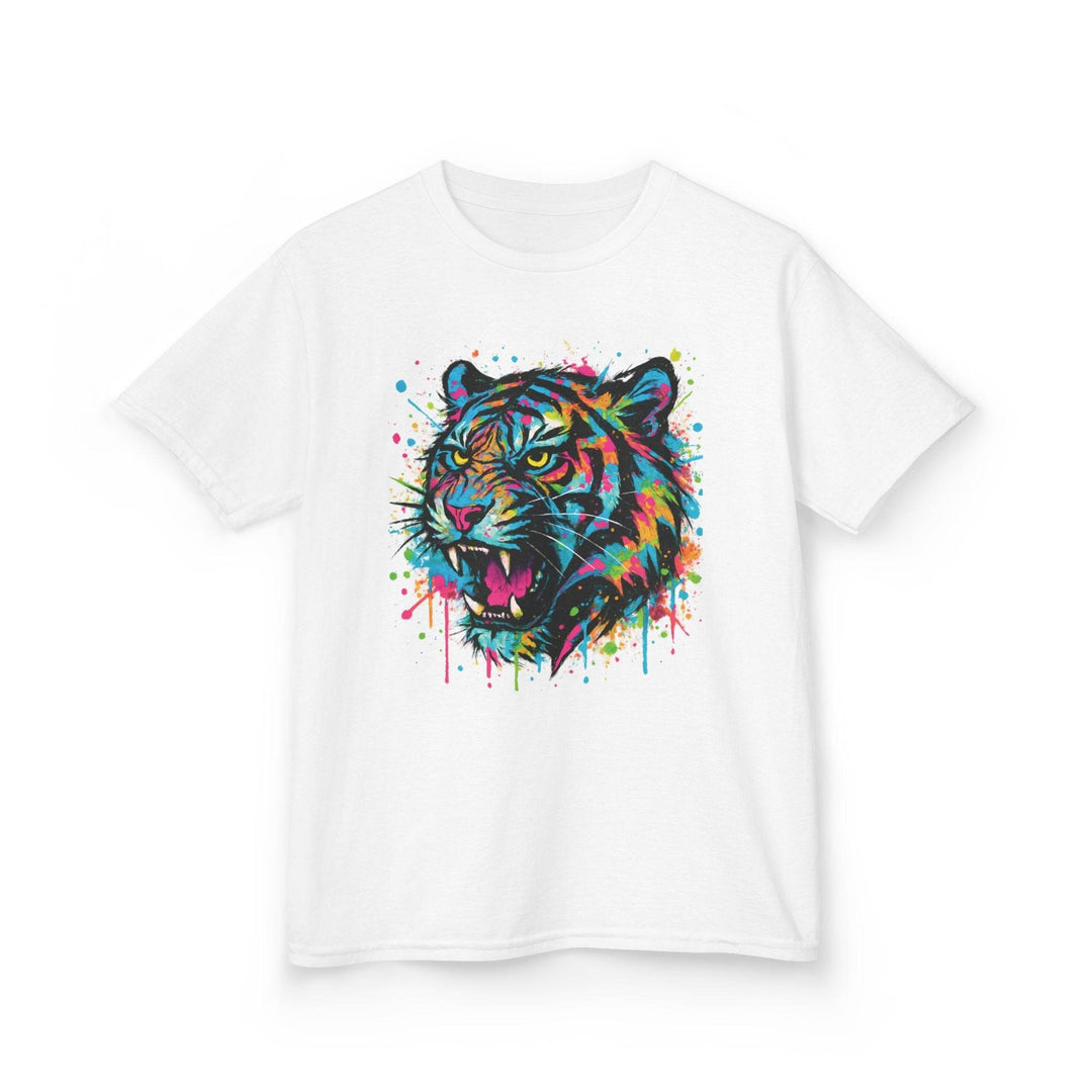 Graffiti Tiger Kids Tee - Bold, Colorful Design - Gutsy Garb