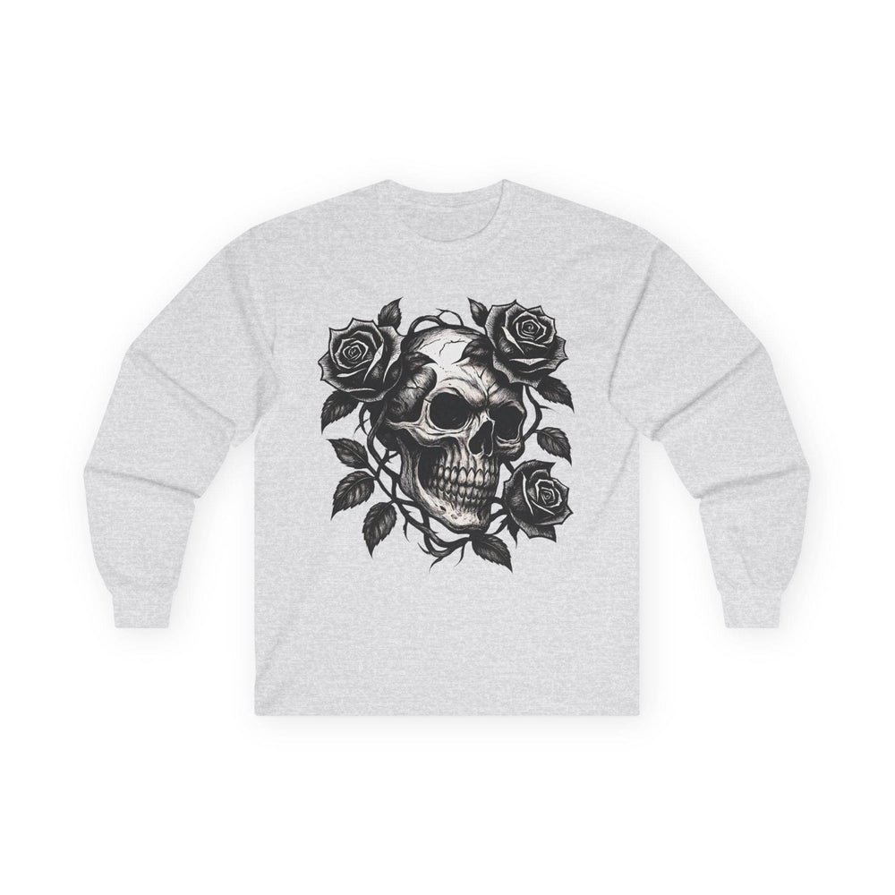Skull and Roses Long Sleeve Shirt - Edgy Style - Gutsy Garb
