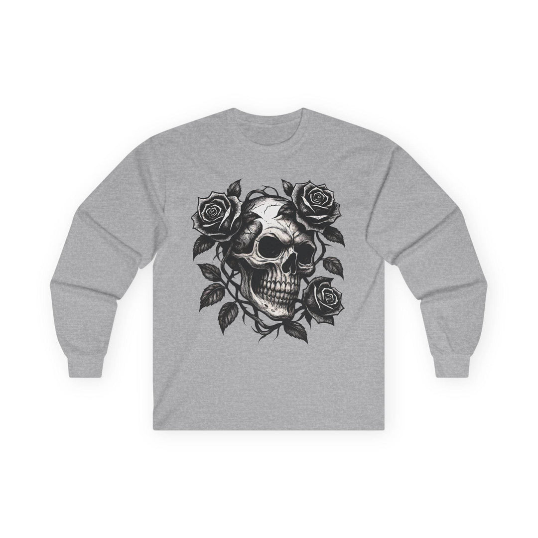 Skull and Roses Long Sleeve Shirt - Edgy Style - Gutsy Garb