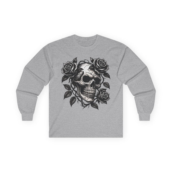 Skull and Roses Long Sleeve Shirt - Edgy Style - Gutsy Garb