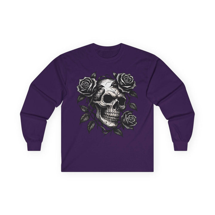 Skull and Roses Long Sleeve Shirt - Edgy Style - Gutsy Garb