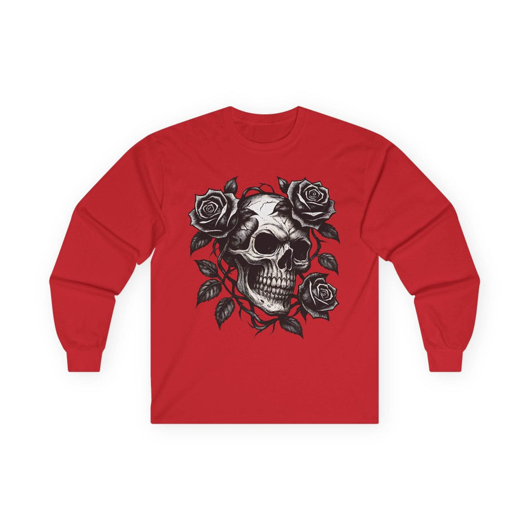 Skull and Roses Long Sleeve Shirt - Edgy Style - Gutsy Garb