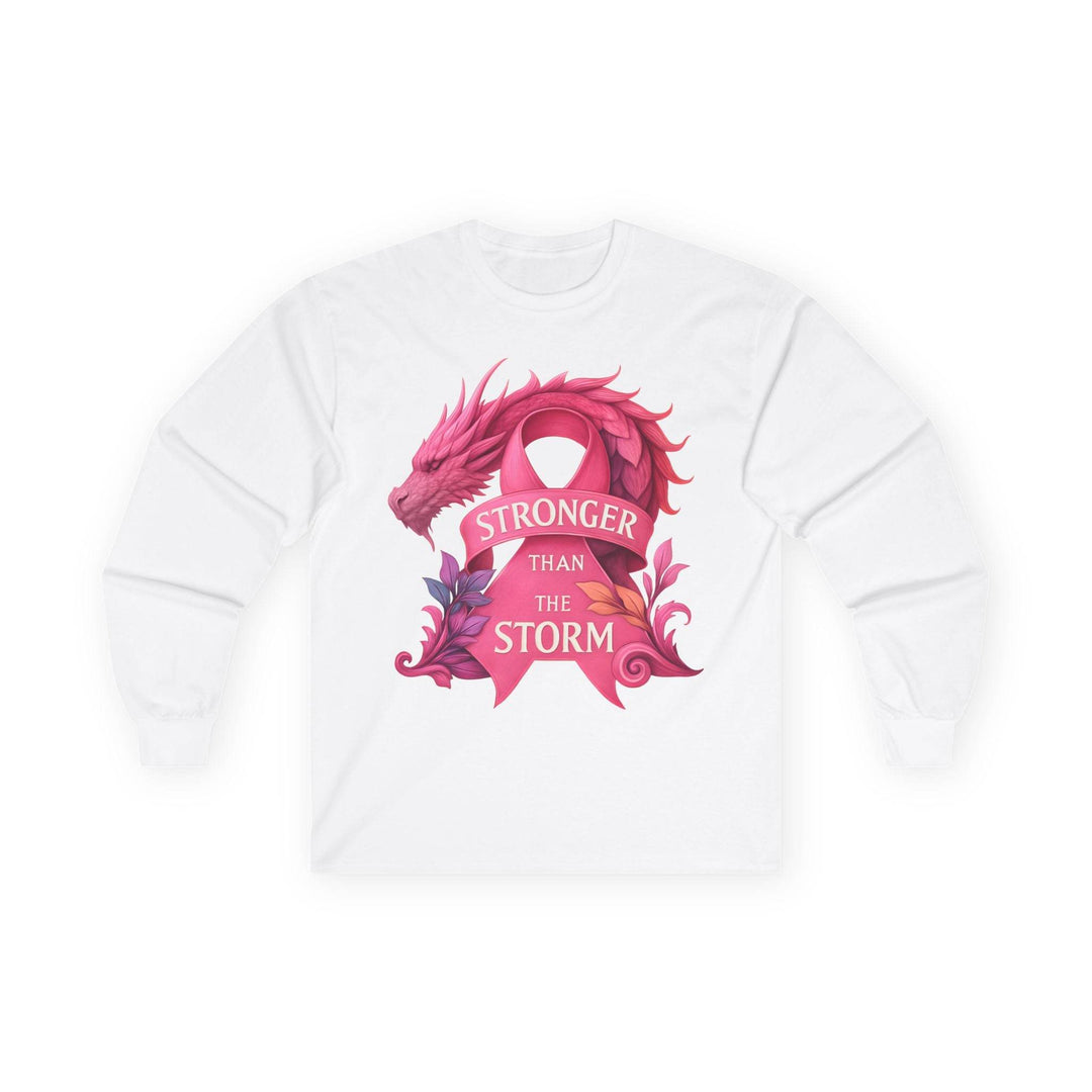 Stronger Than The Storm Long Sleeve Breast Cancer Awareness Shirt - Gutsy Garb