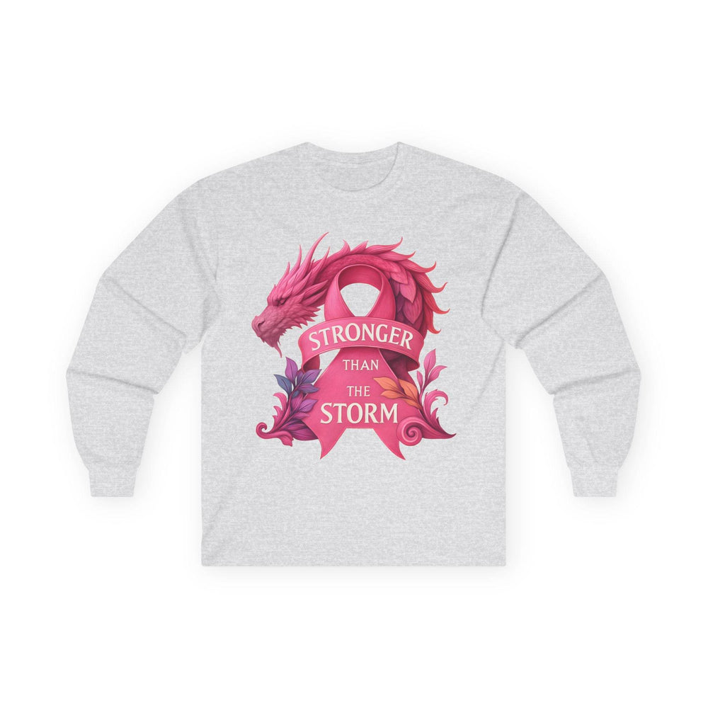 Stronger Than The Storm Long Sleeve Breast Cancer Awareness Shirt - Gutsy Garb