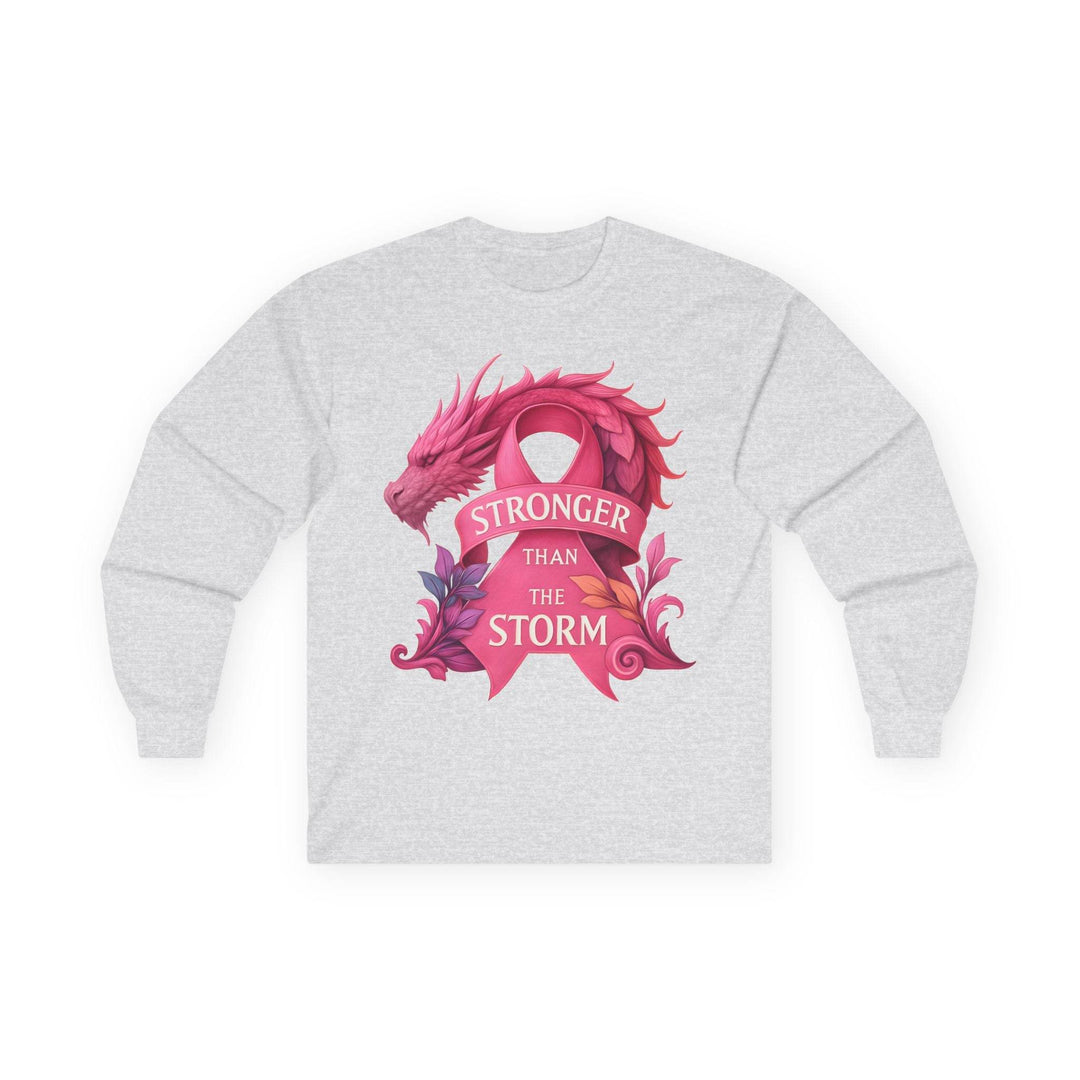 Stronger Than The Storm Long Sleeve Breast Cancer Awareness Shirt - Gutsy Garb