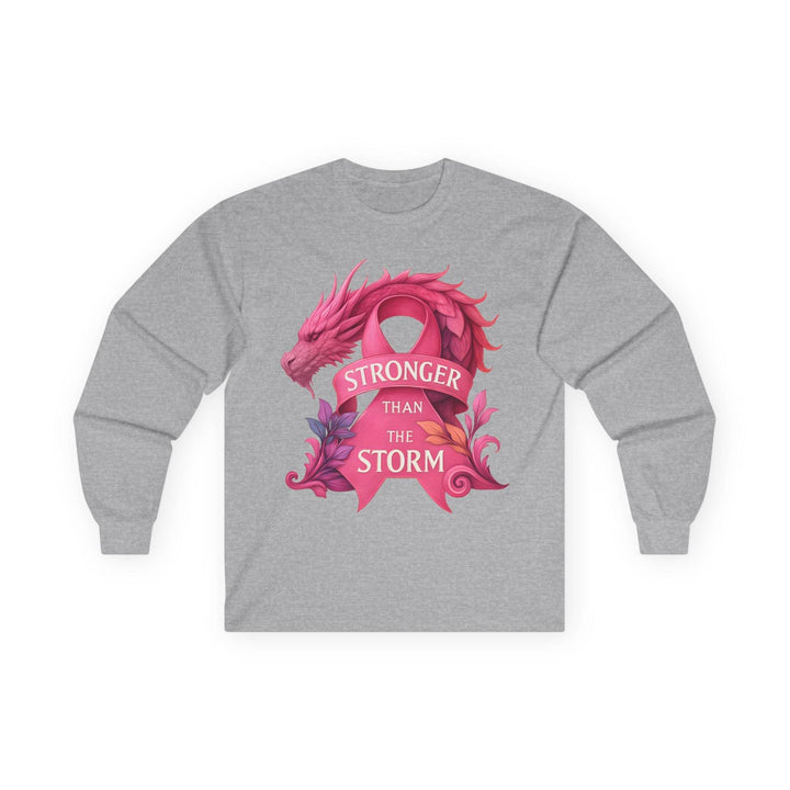 Stronger Than The Storm Long Sleeve Breast Cancer Awareness Shirt - Gutsy Garb