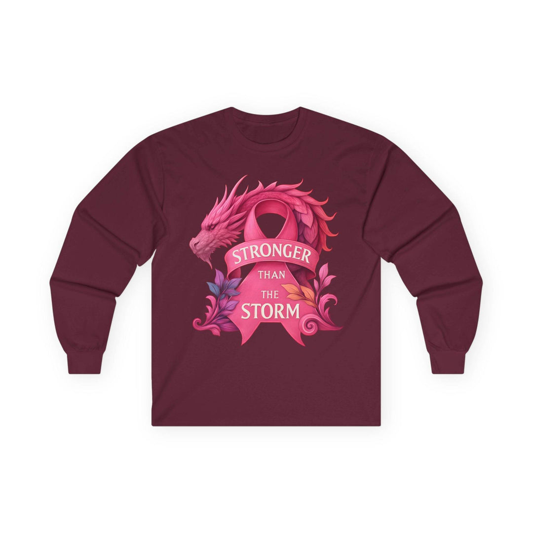 Stronger Than The Storm Long Sleeve Breast Cancer Awareness Shirt - Gutsy Garb