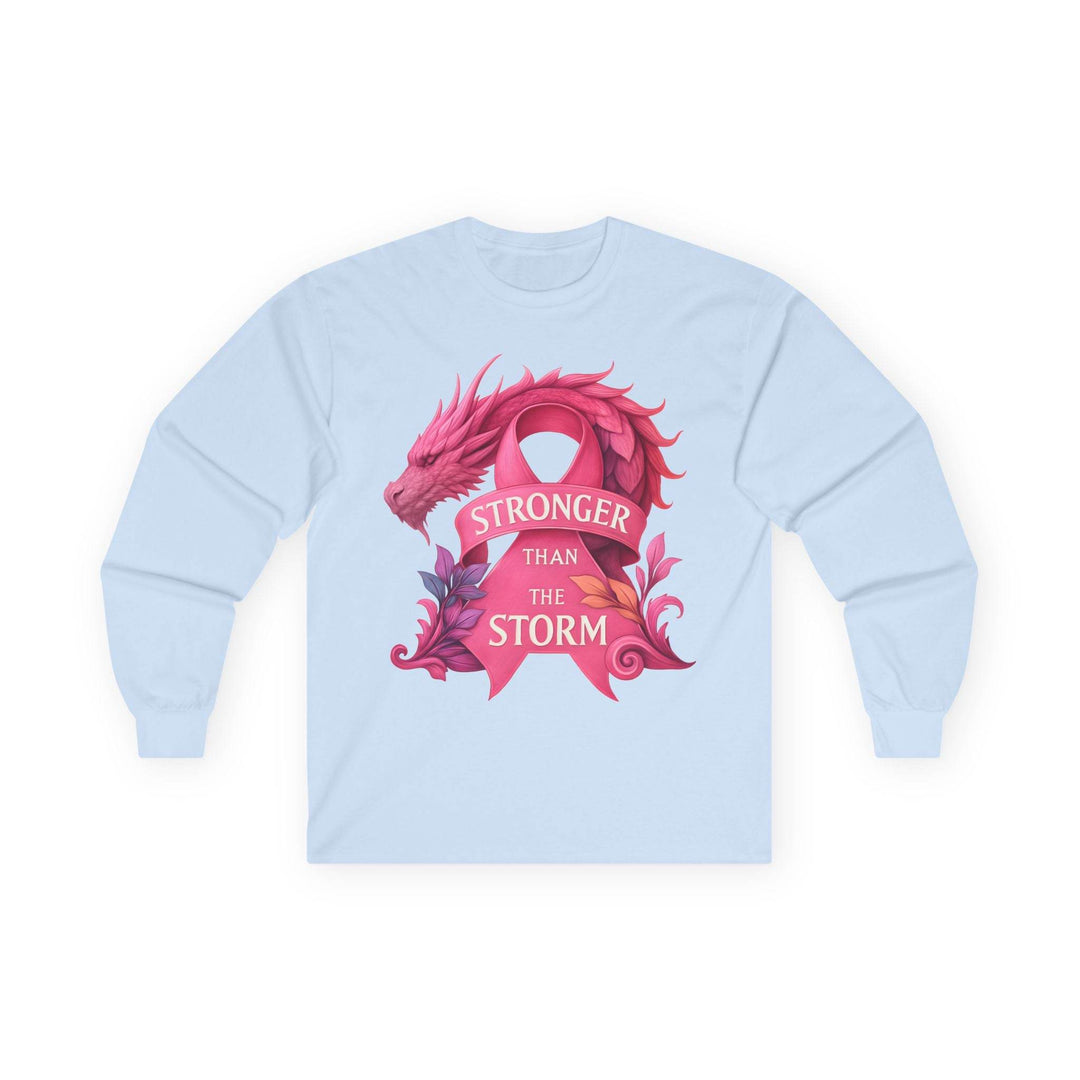 Stronger Than The Storm Long Sleeve Breast Cancer Awareness Shirt - Gutsy Garb