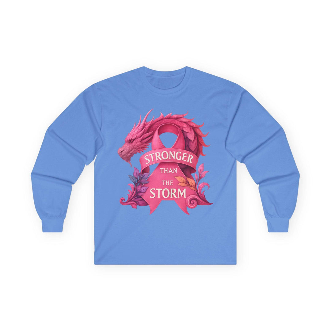 Stronger Than The Storm Long Sleeve Breast Cancer Awareness Shirt - Gutsy Garb