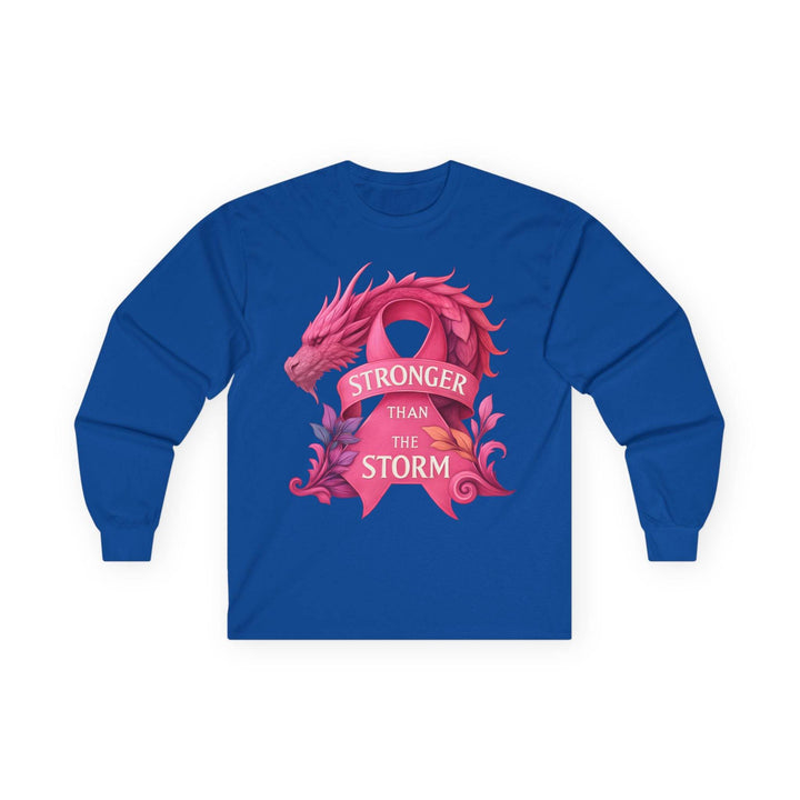 Stronger Than The Storm Long Sleeve Breast Cancer Awareness Shirt - Gutsy Garb