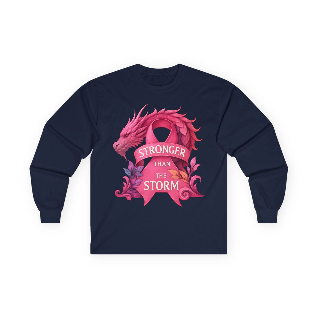 Stronger Than The Storm Long Sleeve Breast Cancer Awareness Shirt - Gutsy Garb