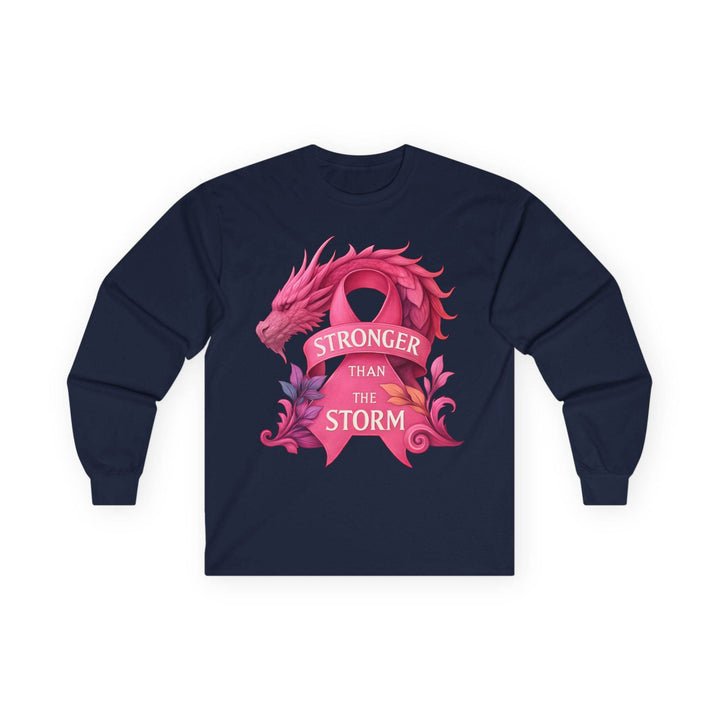 Stronger Than The Storm Long Sleeve Breast Cancer Awareness Shirt - Gutsy Garb
