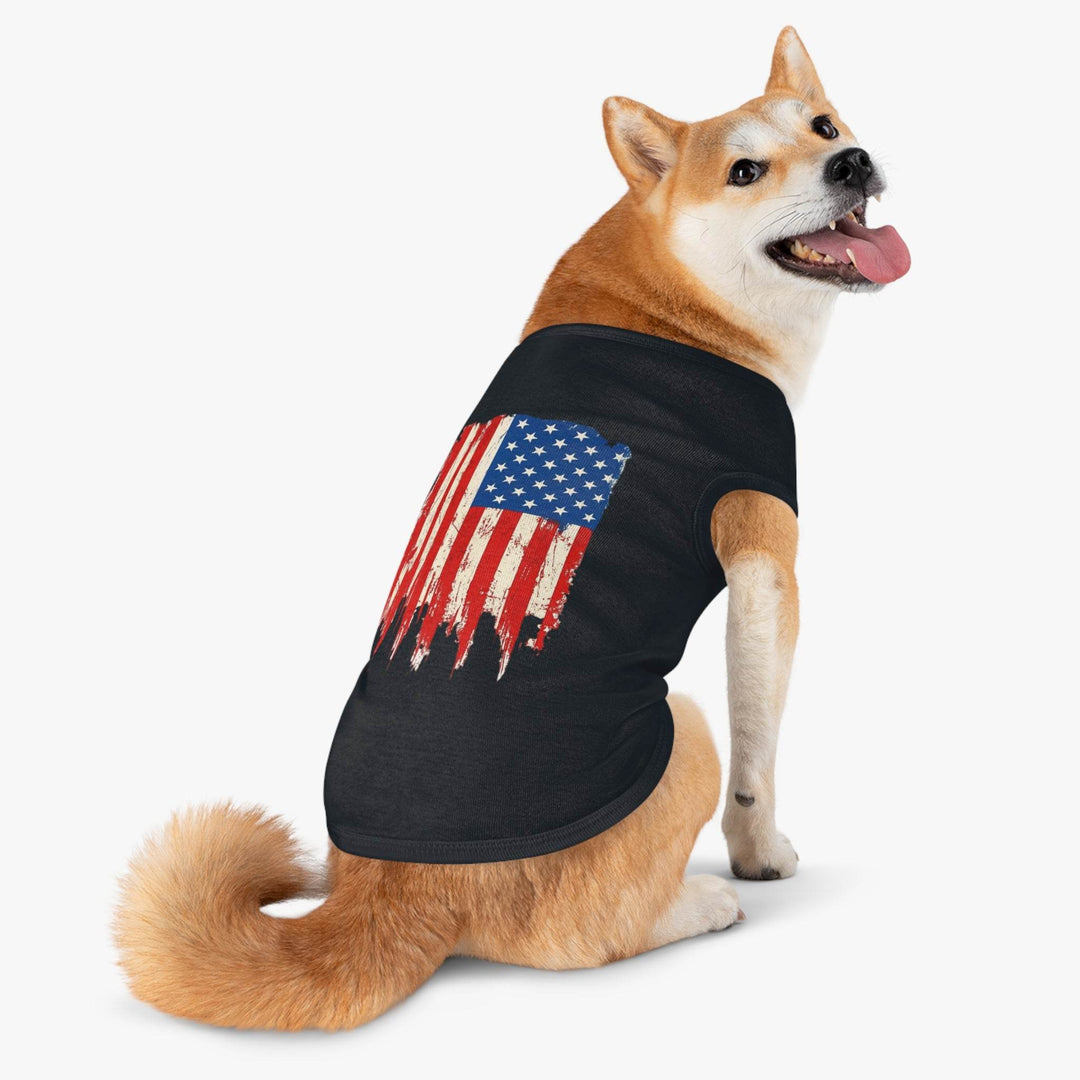 Patriotic Dog Tank Top with Vintage US Flag - Gutsy Garb