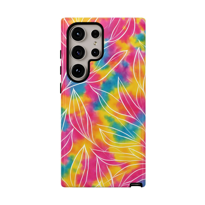 Tie Dye Phone Case with Bold Leaf Design - Gutsy Garb