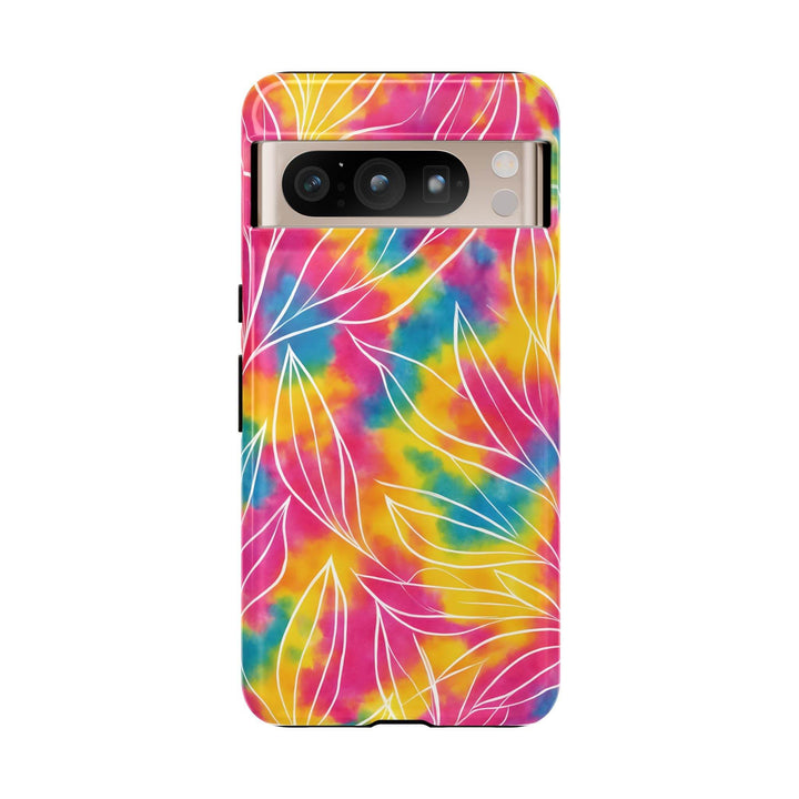 Tie Dye Phone Case with Bold Leaf Design - Gutsy Garb