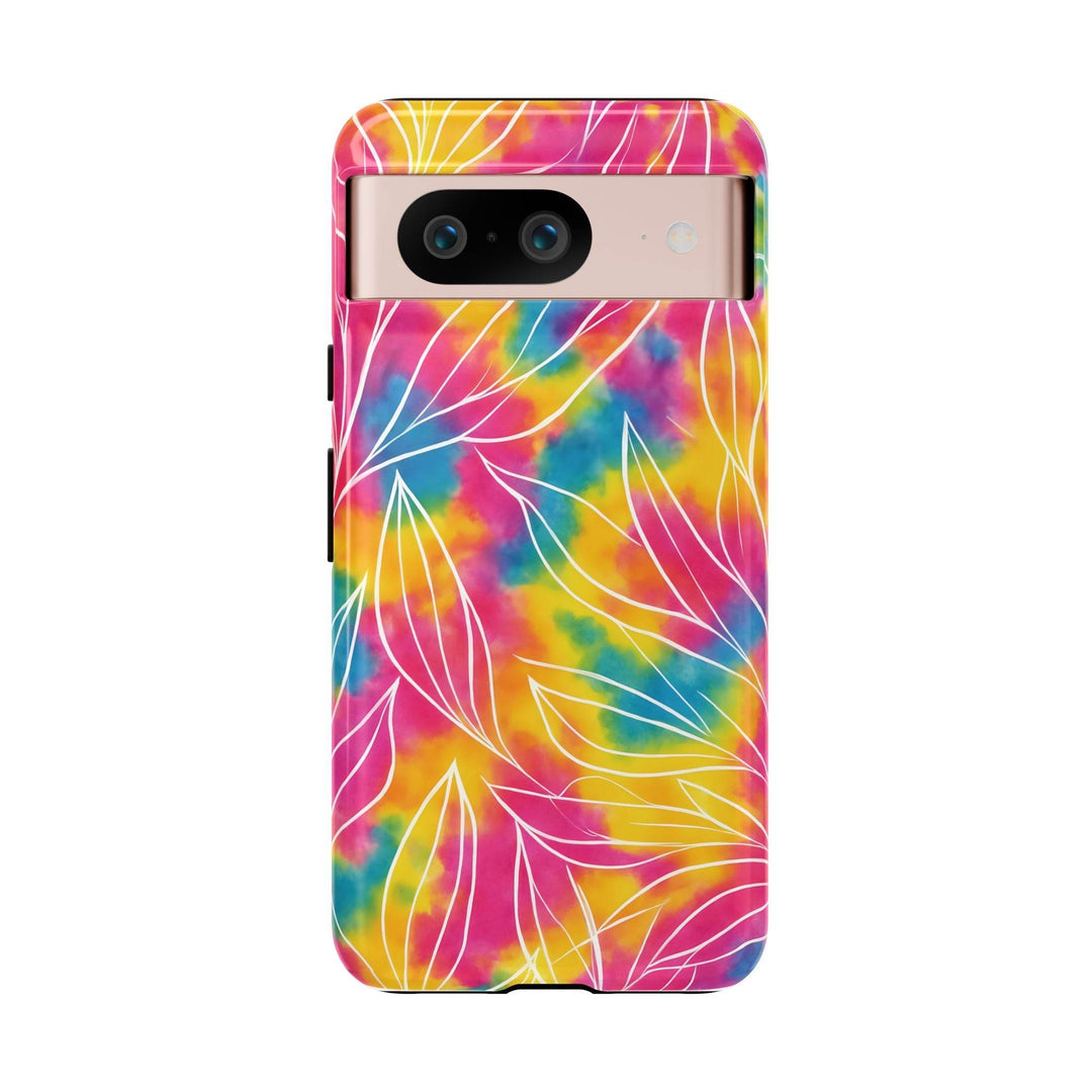 Tie Dye Phone Case with Bold Leaf Design - Gutsy Garb