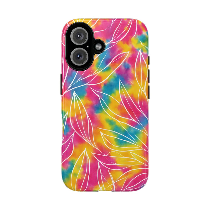 Tie Dye Phone Case with Bold Leaf Design - Gutsy Garb