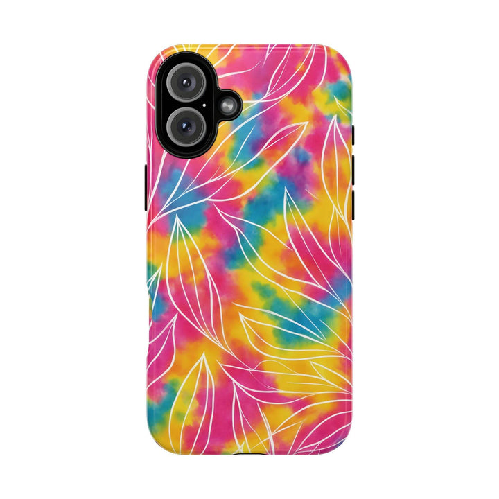 Tie Dye Phone Case with Bold Leaf Design - Gutsy Garb
