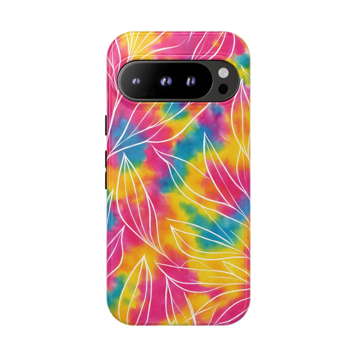 Tie Dye Phone Case with Bold Leaf Design - Gutsy Garb