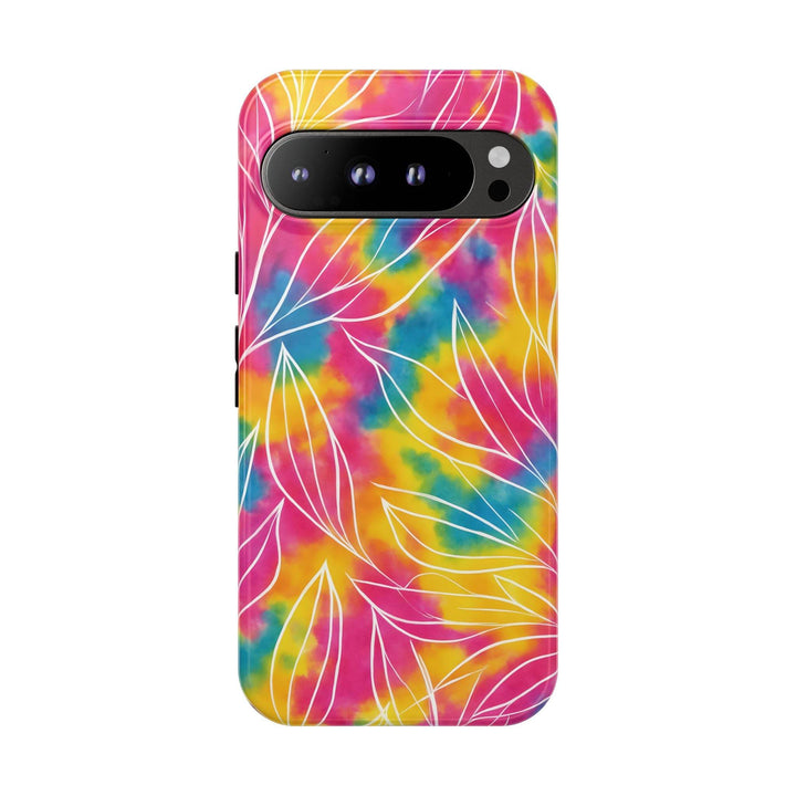 Tie Dye Phone Case with Bold Leaf Design - Gutsy Garb