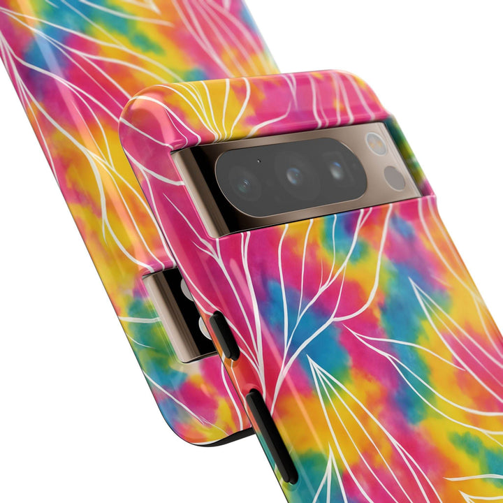 Tie Dye Phone Case with Bold Leaf Design - Gutsy Garb