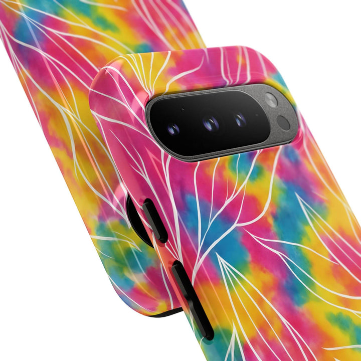 Tie Dye Phone Case with Bold Leaf Design - Gutsy Garb
