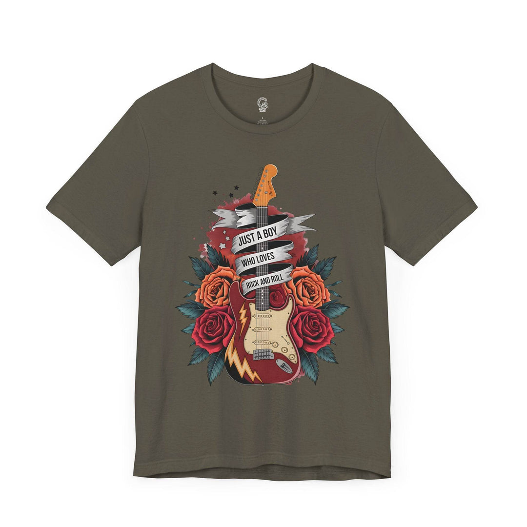 Rockstar Vibes T-Shirt with Guitar & Roses - Gutsy Garb