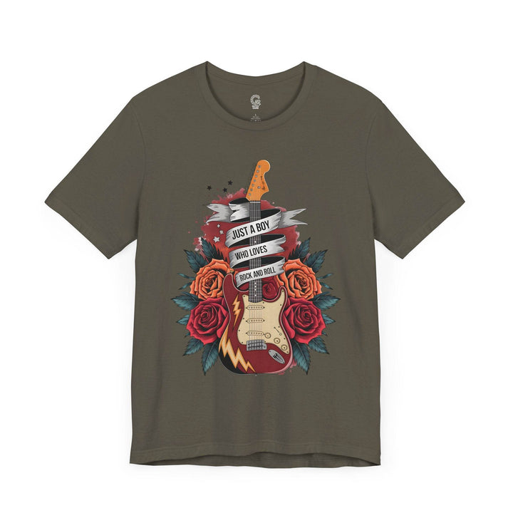 Rockstar Vibes T-Shirt with Guitar & Roses - Gutsy Garb
