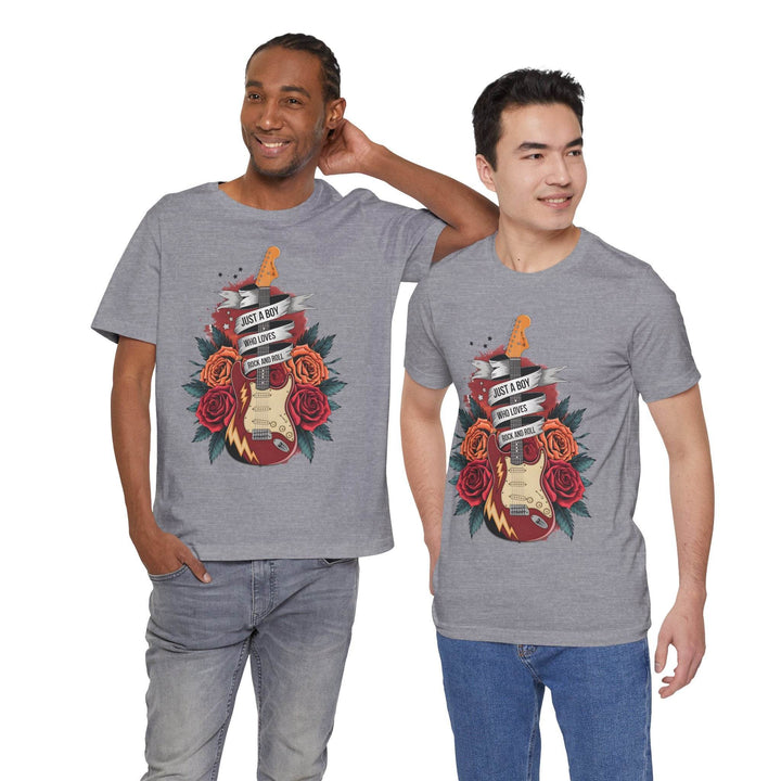 Rockstar Vibes T-Shirt with Guitar & Roses - Gutsy Garb