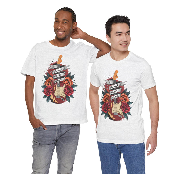 Rockstar Vibes T-Shirt with Guitar & Roses - Gutsy Garb