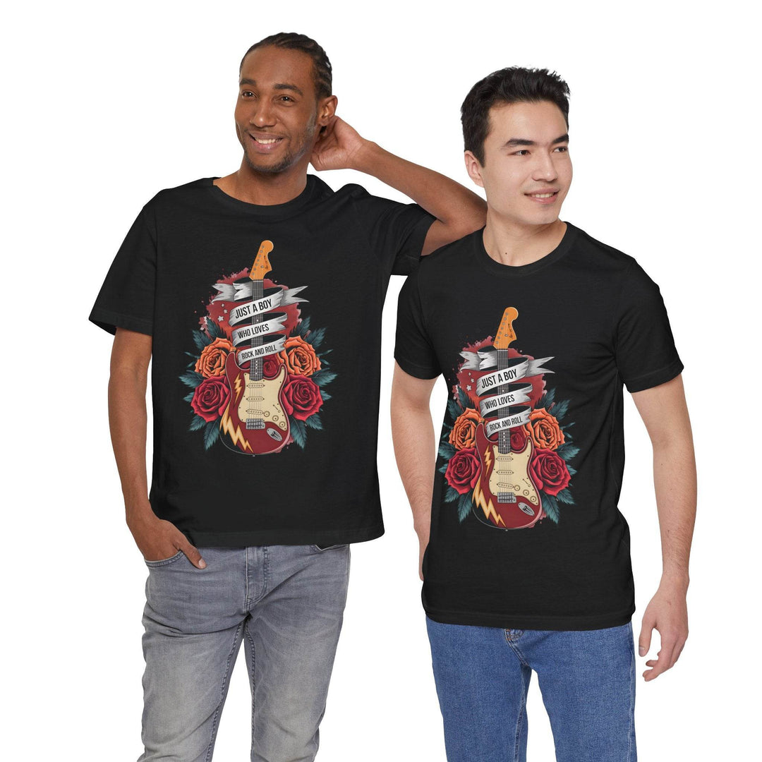 Rockstar Vibes T-Shirt with Guitar & Roses - Gutsy Garb