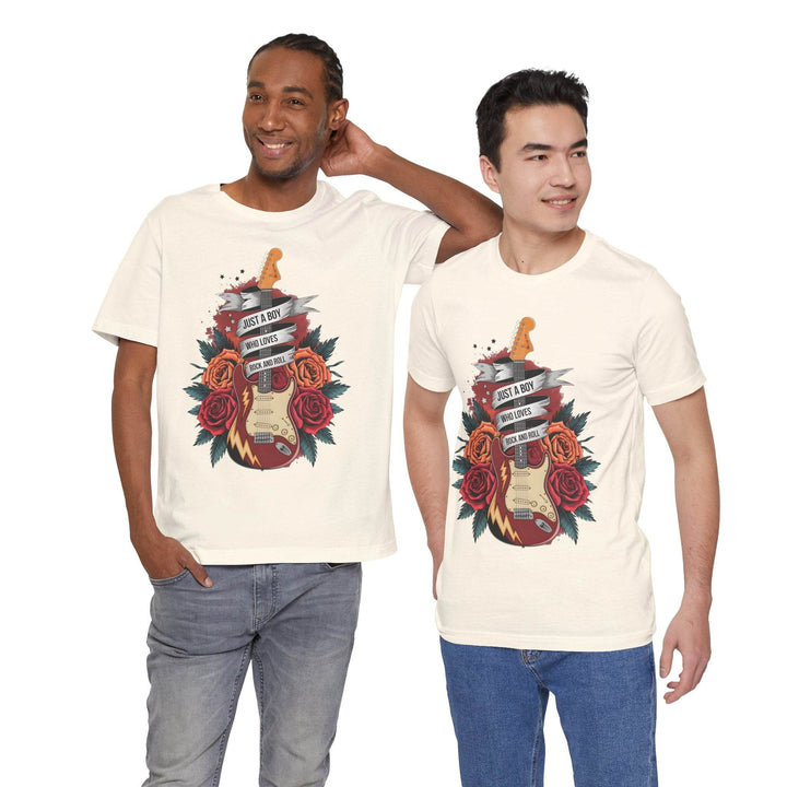 Rockstar Vibes T-Shirt with Guitar & Roses - Gutsy Garb