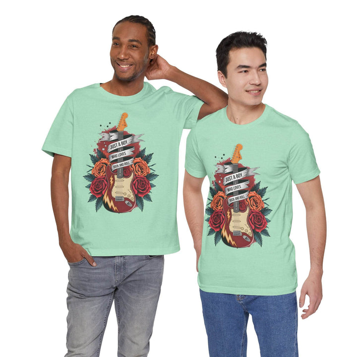 Rockstar Vibes T-Shirt with Guitar & Roses - Gutsy Garb