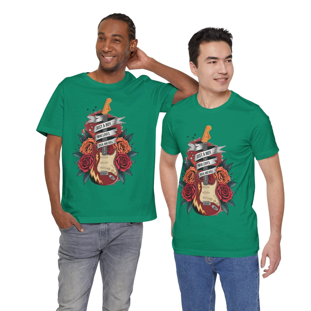 Rockstar Vibes T-Shirt with Guitar & Roses - Gutsy Garb