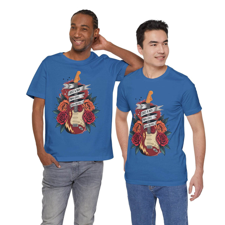 Rockstar Vibes T-Shirt with Guitar & Roses - Gutsy Garb