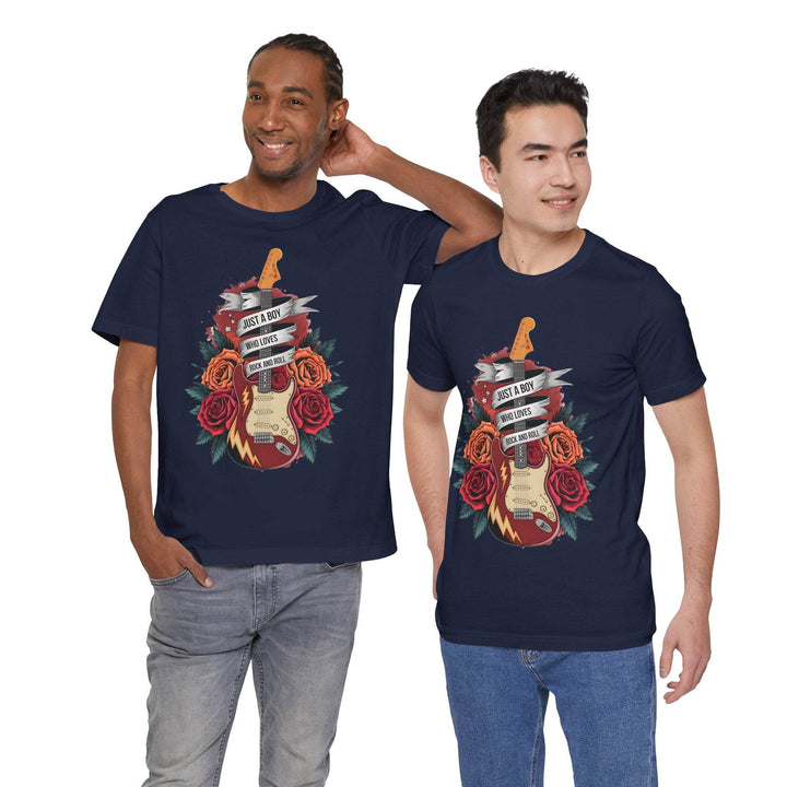 Rockstar Vibes T-Shirt with Guitar & Roses - Gutsy Garb