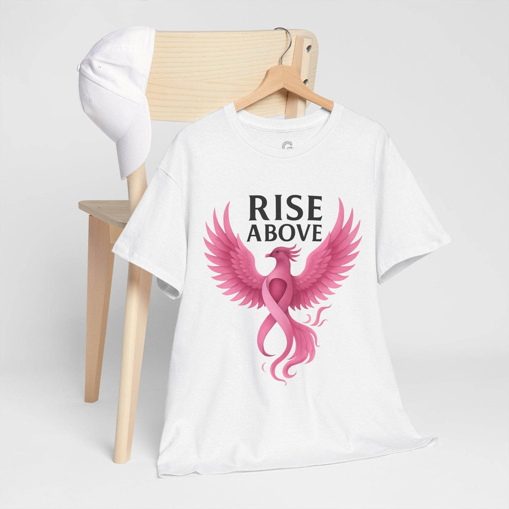 Rise Above Cancer Tee with Pink Ribbon Phoenix - Gutsy Garb